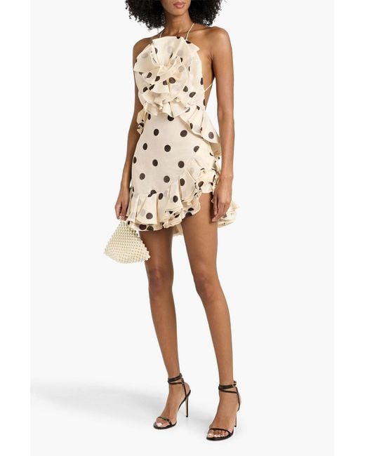 Zimmermann Natural Crush Polka Dot Ruffle Minidress