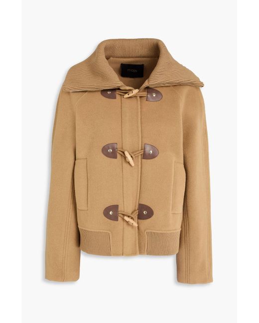 Maje Brown Wool-Blend Felt Coat