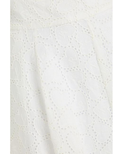Zimmermann White Broderie Anglaise Linen Midi Skirt