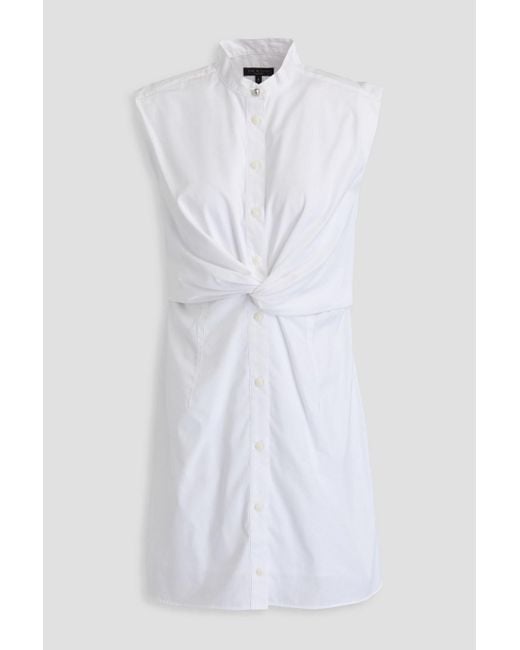 Rag & Bone White Louisa Twisted Cotton-Poplin Mini Shirt Dress