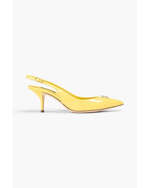 Dolce & Gabbana Yellow Embellished Patent-Leather Slingback Pumps