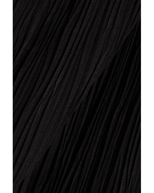 IRO Black Amalys One-sleeve Plissé-georgette Top