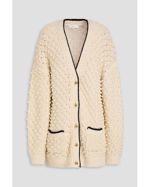 FRAME Natural The Bauble Textured-knit Cotton Cardigan