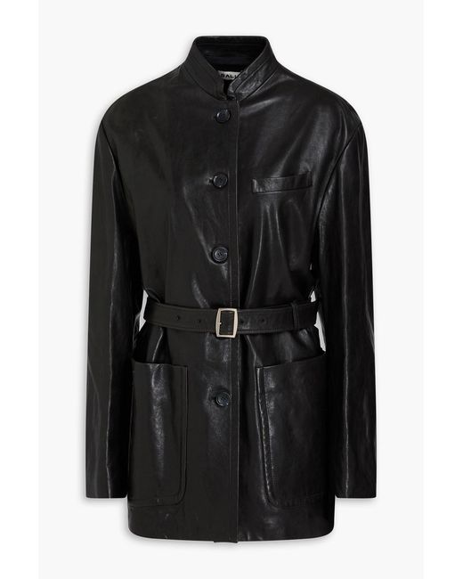 Bally Black Belted Leather Jacket