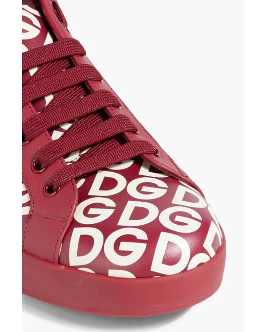 Dolce & Gabbana Red Logo-print Leather Sneakers for men