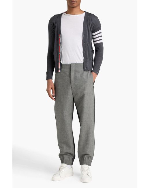 Thom Browne Gray Tapered Striped Wool Pants for men