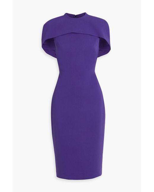 Badgley Mischka Purple Cape-effect Crepe Dress