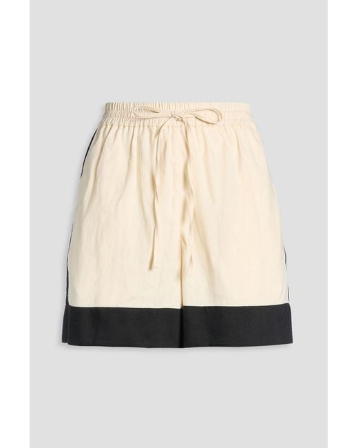 Sandro Natural Two-tone Linen-blend Twill Shorts