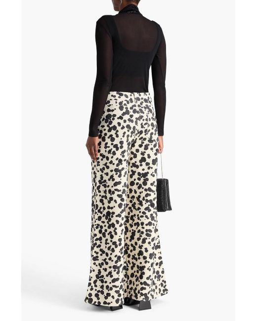Area White Crystal-Embellished Printed High-Rise Wide-Leg Jeans