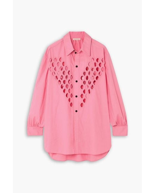 DIOTIMA Pink Broderie Anglaise Cotton-Poplin Shirt