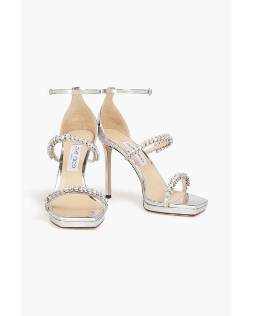 Jimmy Choo Embellished Leather Sandals in White Lyst UK