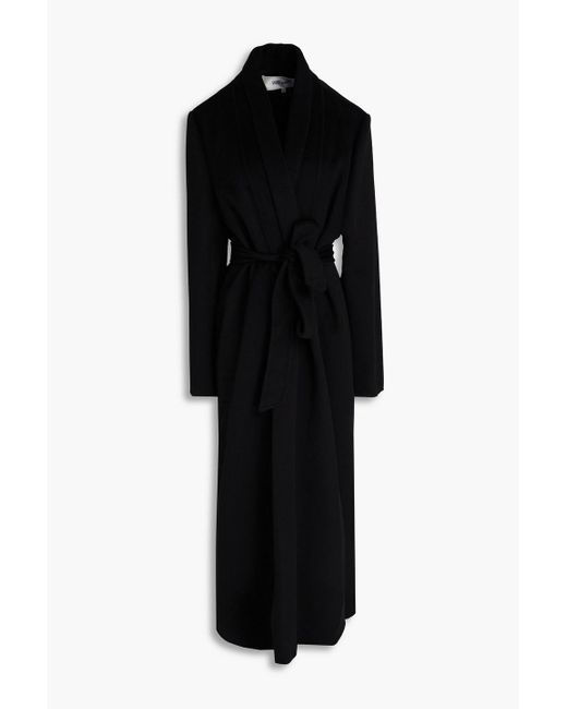 Diane von Furstenberg Black Bubba Belted Wool-blend Felt Coat