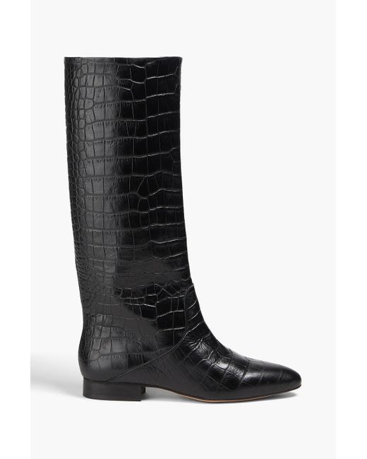 Claudie Pierlot Black Croc-effect Leather Boots