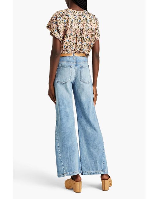 FRAME Blue Le baggy Palazzo Faded High-rise Wide-leg Jeans