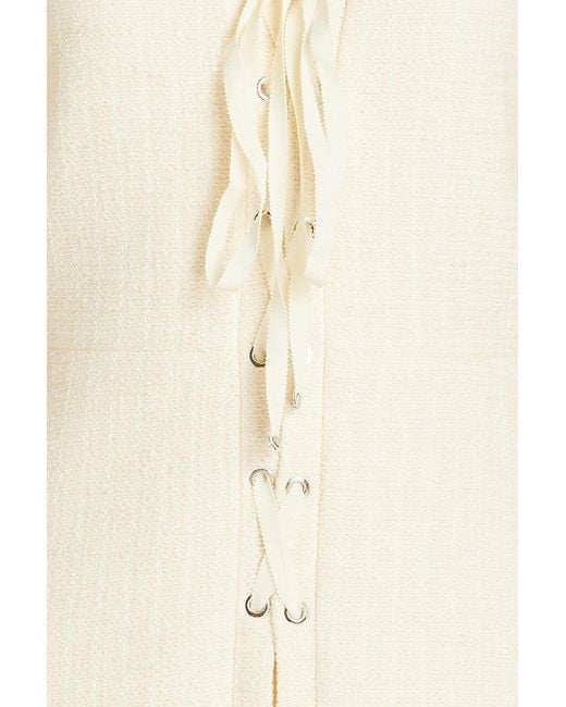 Maje Natural Lace-up Cotton-blend Mini Dress