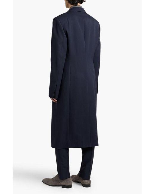 McQueen Blue Double-Breasted Wool-Twill Coat for men