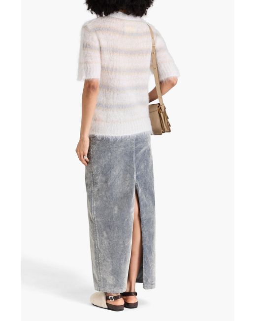 Marni White Gestreifter pullover aus einer mohairmischung