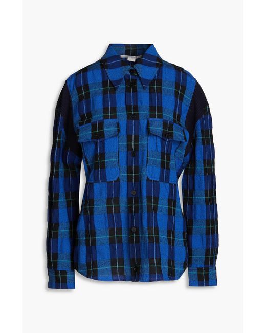 Stella McCartney Blue Gwen Checked Wool And Cotton-blend Shirt