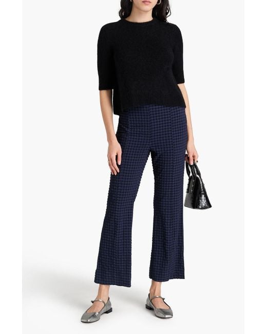 Ganni Blue Seersucker Straight-leg Pants