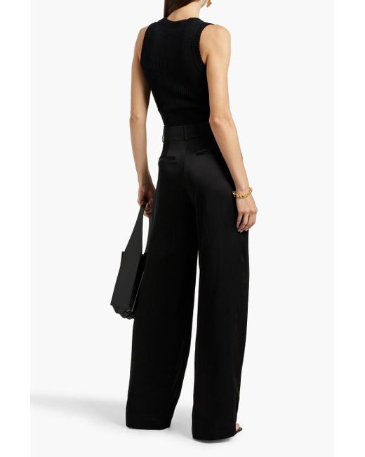 Jonathan Simkhai Black Kyra Satin Wide-leg Pants