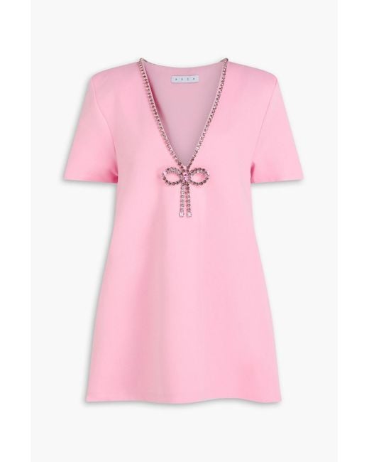 Area Pink Crystal-embellished Jersey Mini Dress