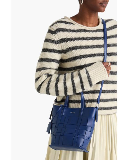 3.1 Phillip Lim Blue Odita Mini Woven Leather Bucket Bag