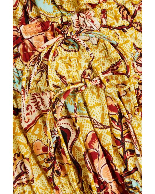 Ulla Johnson Metallic Delfina Tiered Printed Cotton-poplin Midi Dress