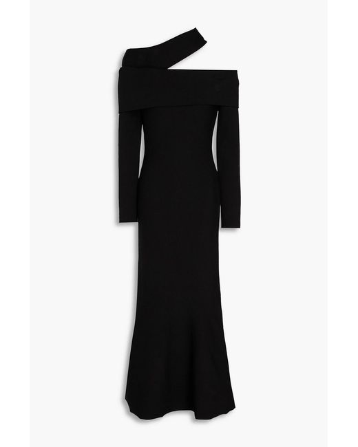 Safiyaa Black Cutout Knitted Midi Dress