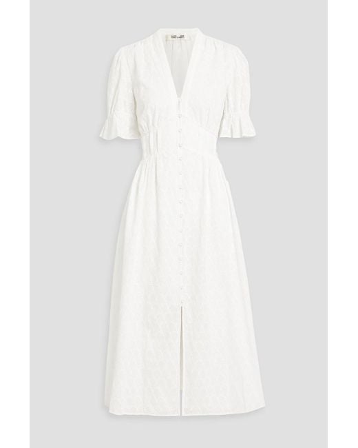 DIANE von FURSTENBERG☆エリカプリント コットン ミディドレス Diane von Furstenberg Erica Broderie Anglaise Cotton Midi