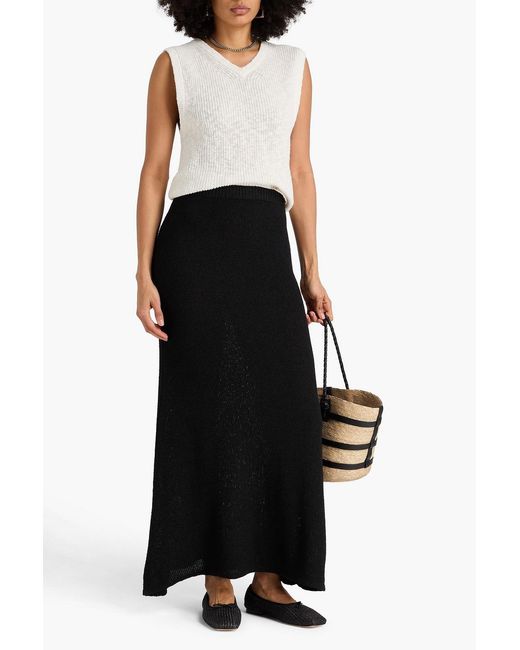 Totême Black Bouclé-Knit Maxi Skirt