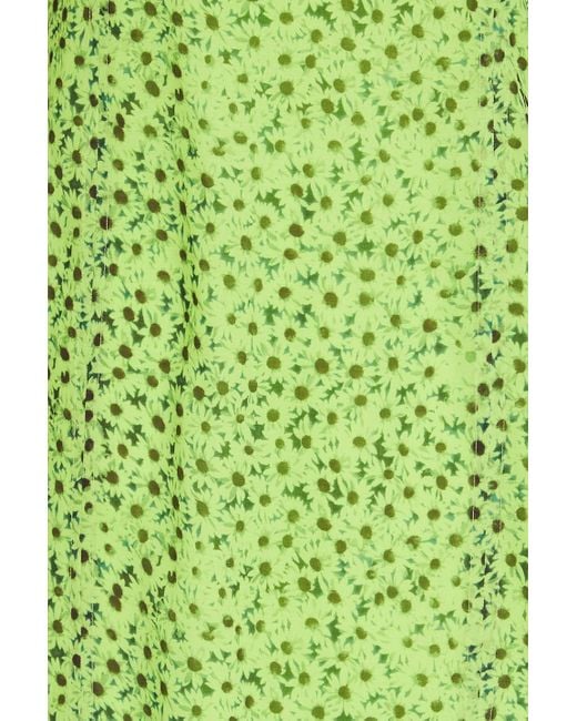 Ganni Green Maxikleid aus voile mit floralem print