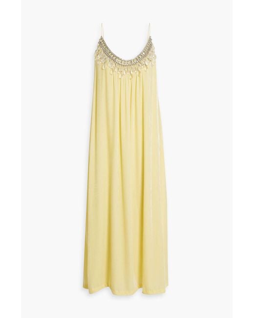 Zimmermann Yellow Crystal-embellished Velvet Midi Dress