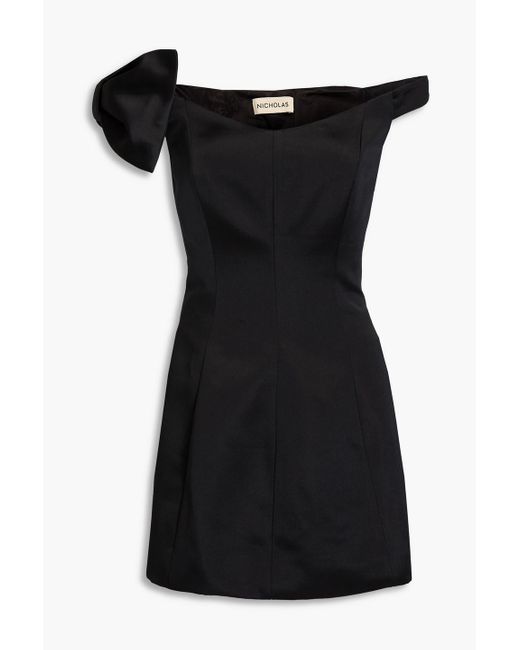 Nicholas Off-the-shoulder Satin Mini Dress in Black | Lyst