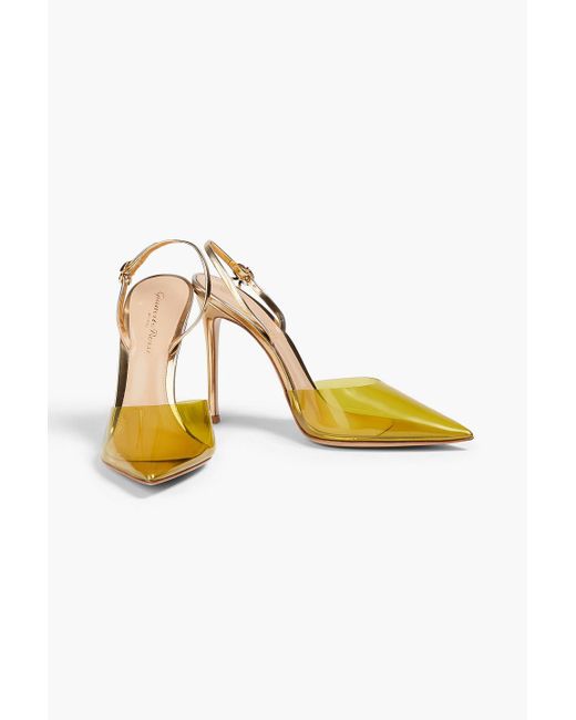 Gianvito Rossi Metallic D'orsay Mirrored-leather And Pvc Slingback Pumps