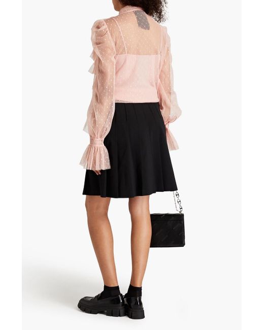 RED Valentino Pink Pussy-bow Tiered Tulle And Point D'esprit Blouse