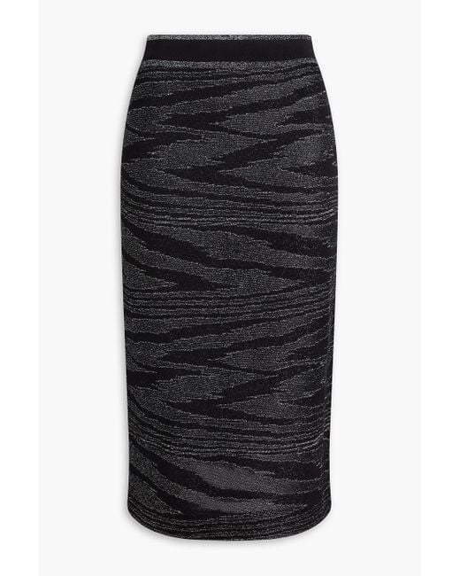 Missoni Black Bleistiftrock in midilänge aus jacquard-strick in metallic-optik