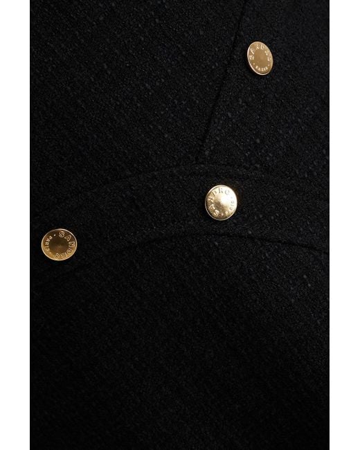 Sandro Black Fluted Button-embellished Tweed Mini Dress