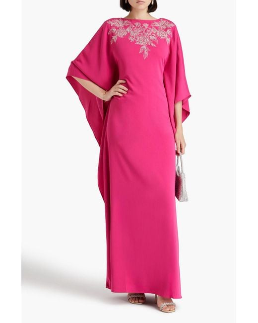 Marchesa Pink Embellished Crepe Kaftan