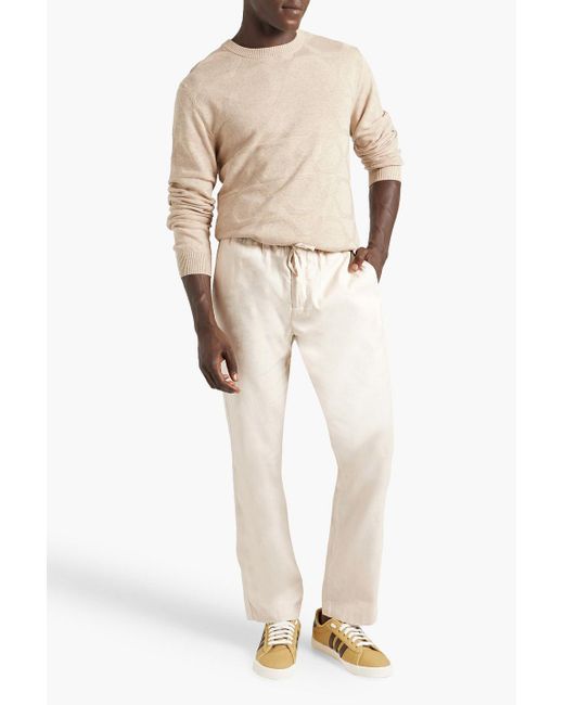Frescobol Carioca White Oscar Herringbone Linen And Cotton-blend Drawstring Pants for men