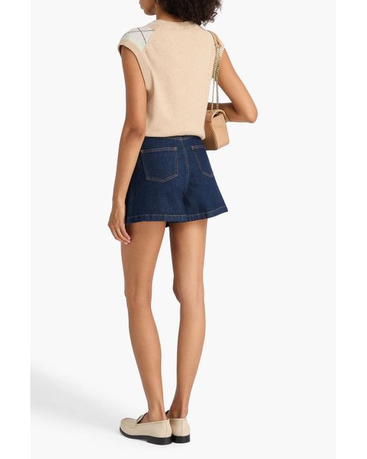 Maje Blue Skirt-Effect Denim Shorts