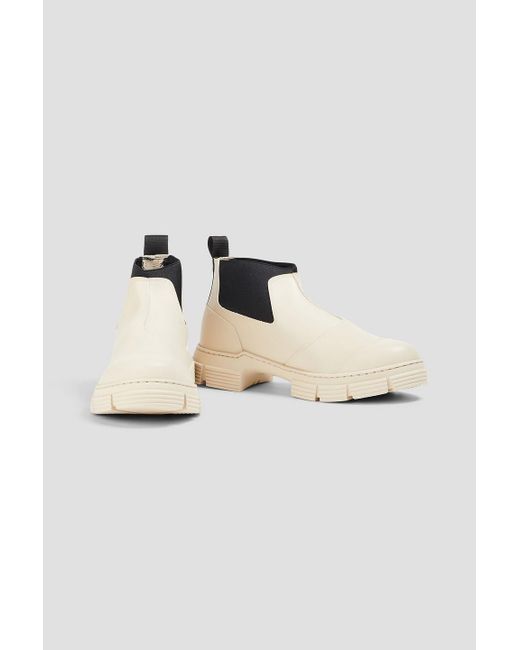 Ganni White Crop city ankle boots aus gummi