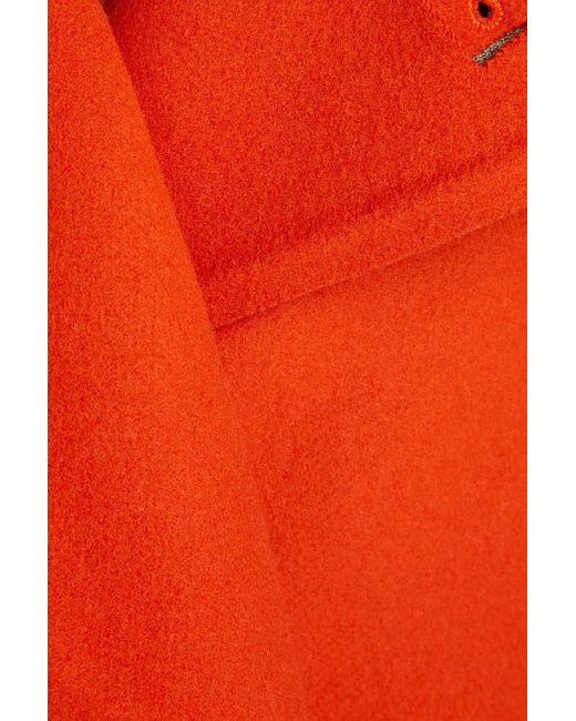 Maison Margiela Red Satin-paneled Wool-felt Trench Coat