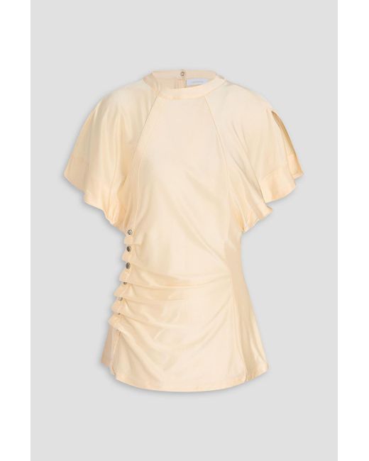 Rabanne White Snap-Detailed Stretch-Jersey Top