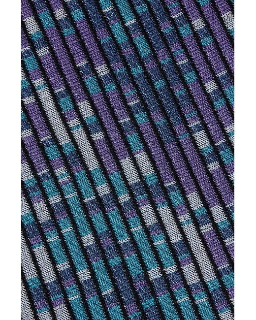 Missoni Blue Ribbed Jacquard-Knit Maxi Slip Dress