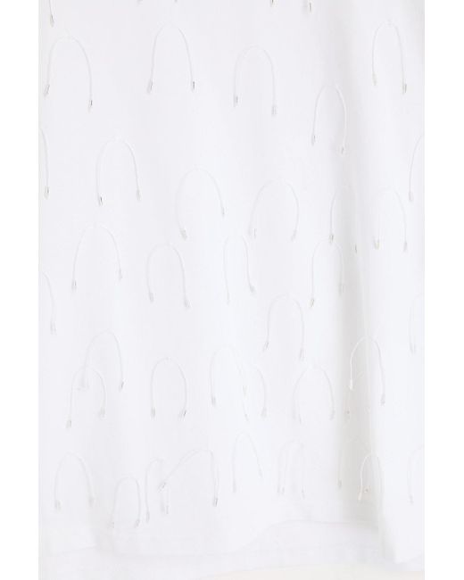 Jonathan Simkhai White Cropped Bead-embellished Stretch-cotton Jersey T-shirt