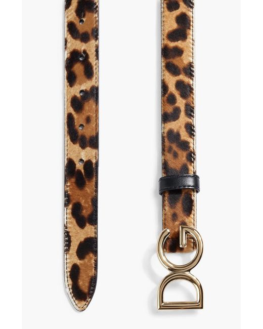 Dolce & Gabbana Brown Leopard-print Calf Hair Belt
