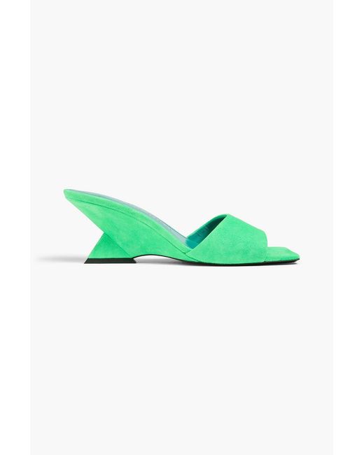 The Attico Green Cheope Neon Suede Mules
