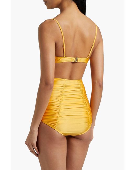 Dodo Bar Or Yellow Emma Ruched High-Rise Bikini Briefs