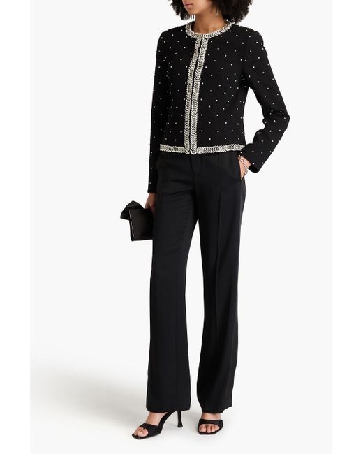 Rebecca Vallance Black After Hours Crystal-embellished Crepe Jacket