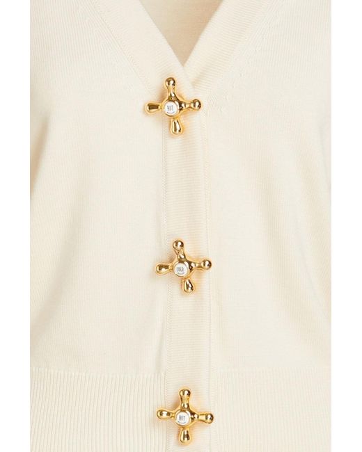 Moschino Natural Button-embellished Wool Cardigan